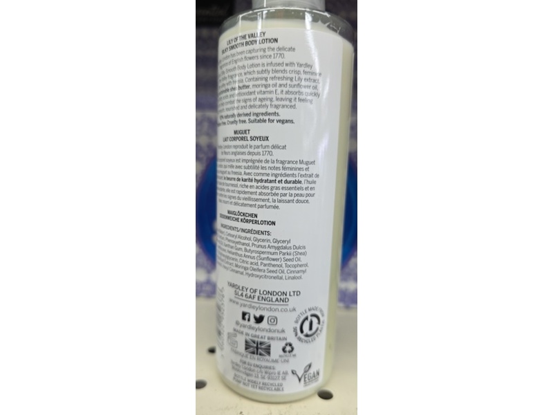 Yardley London Silky Smooth Body Lotion, Lily Of The Valley, 8.4 fl oz/250 mL