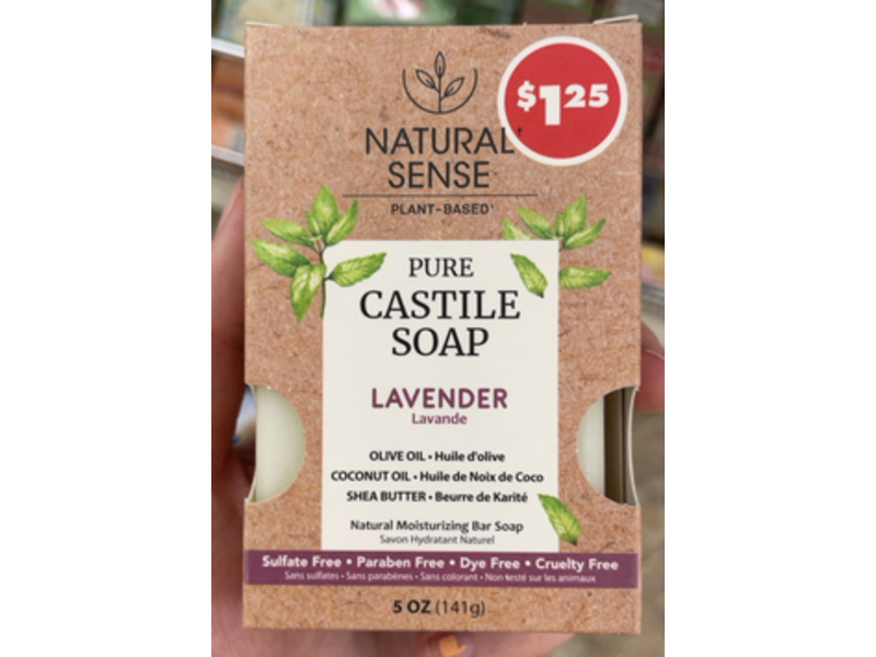 Natural Sense Pure Castile Natural Moisturizing Bar Soap, Lavender, 5 oz/141 g