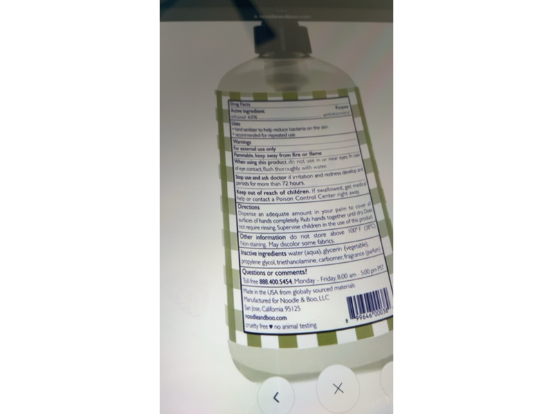 Noodle & Boo Instant Sanitizer, 12 fl oz/355 mL