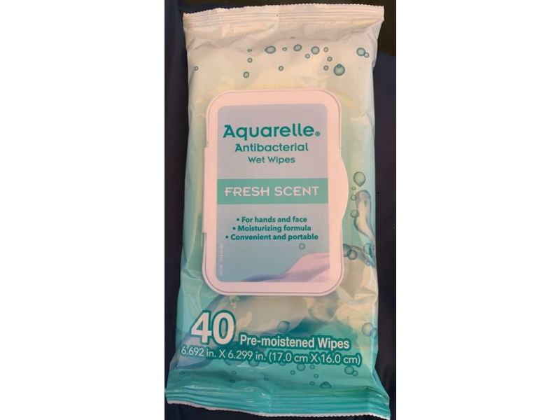 Aquarelle Antibacterial Wet Wipes, Fresh Scent, 40 Count