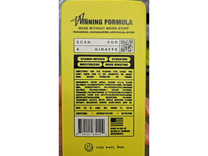 W By Jake Paul 2 In 1 Hydrating Shampoo + Conditioner, W Original, 16 fl oz/473 mL