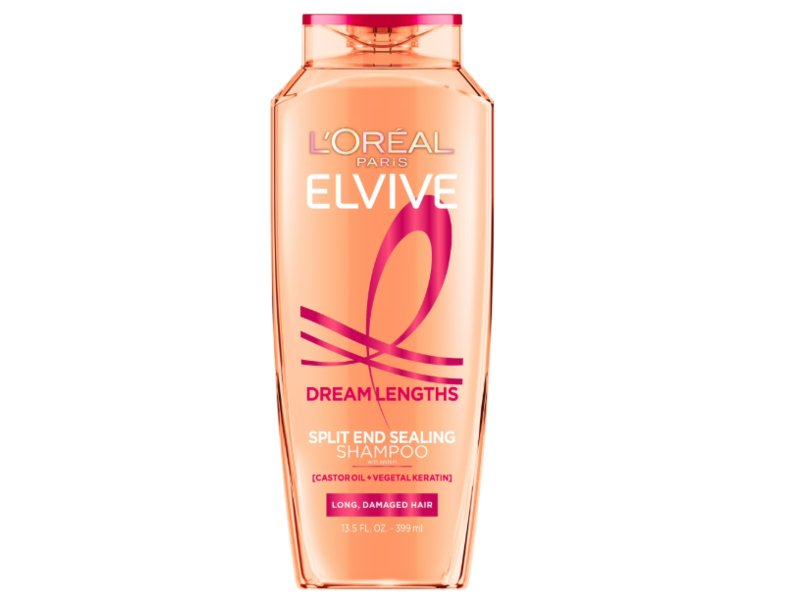 L'Oreal Paris Elvive Dream Lengths Split & Sealing Shampoo, Castor Oil + Vegetal Vitamins, 13.5 fl oz/399 mL