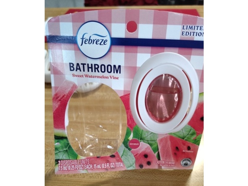 Febreze Bathroom Air Freshener Twin Pack, Sweet Watermelon Vine, 0.5 fl oz/15 mL, 4 Count