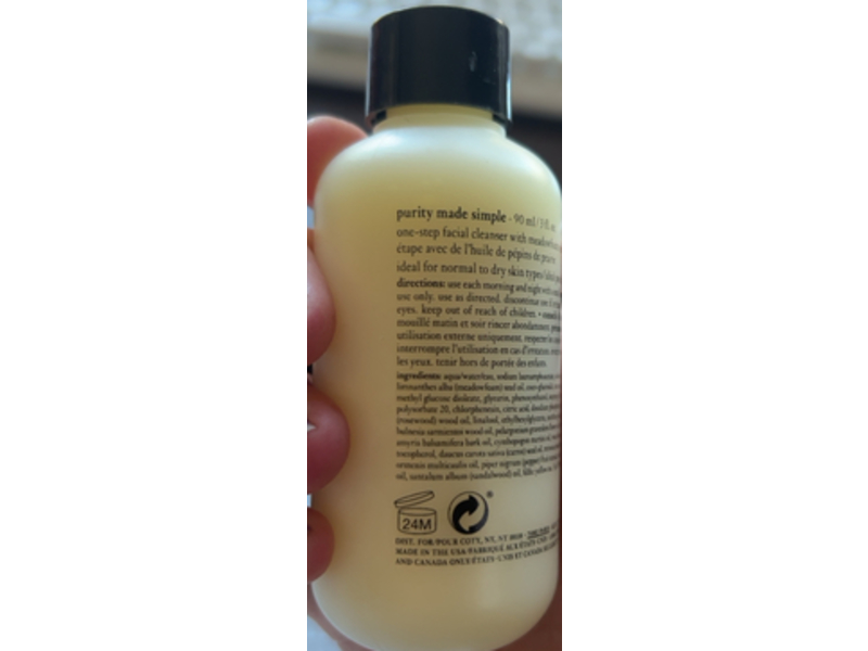 philosophy purity One-Step facial cleanser, Meadowfoam Seed Oil, 3 fl oz/90 mL