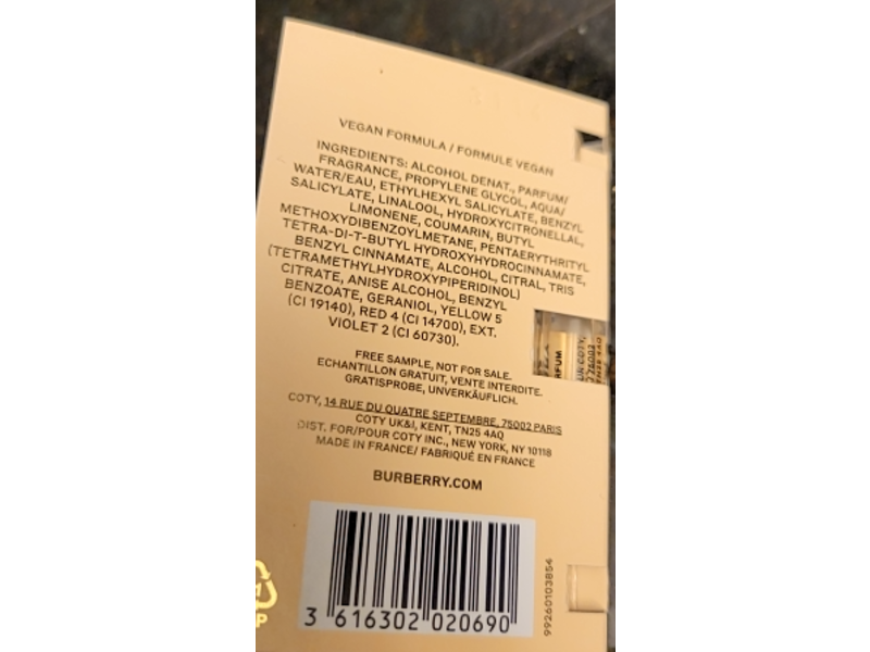 Burberry Goddess Eau De Parfum Spray, 0.05 fl oz/1.5 mL