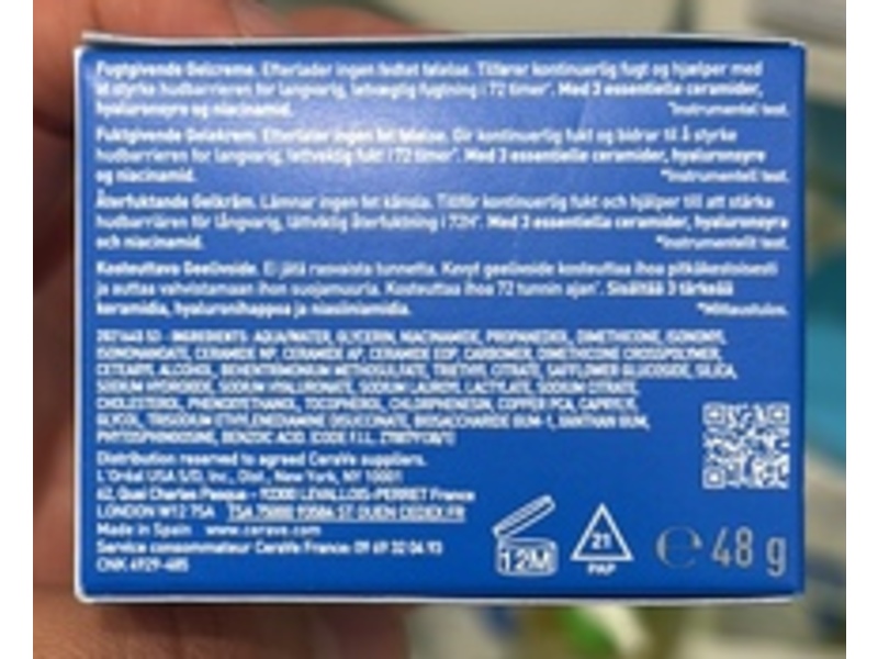 Cerave Aqua-Gel Hydratant Acide Hyaluronique, Non-Gras, 1.7 oz/48 g