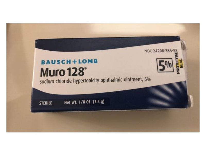 Bausch & Lomb Muro 128 (sodium chloride hypertonicity ophthalmic ointment) 5%, 3.5 g, Bausch + Lomb (RX)