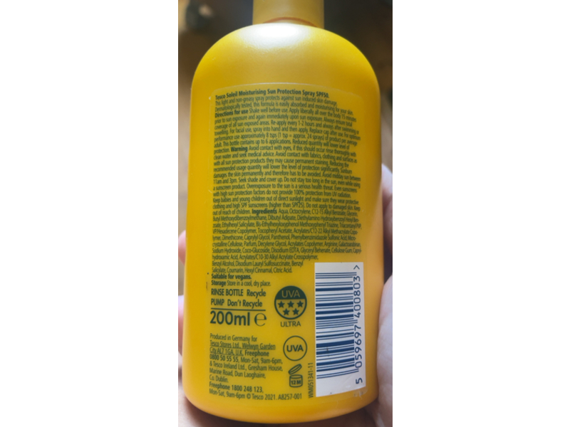Tesco Soleil Moisturising Sun Protection Spray, SPF 50, 200 mL