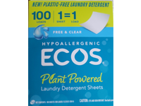 Ecos Plant Powered Laundry Detergent Sheet, Free & Clear, 100 Loads, 12.35 fl oz/350 g, 100 Sheets - thumbnail 2