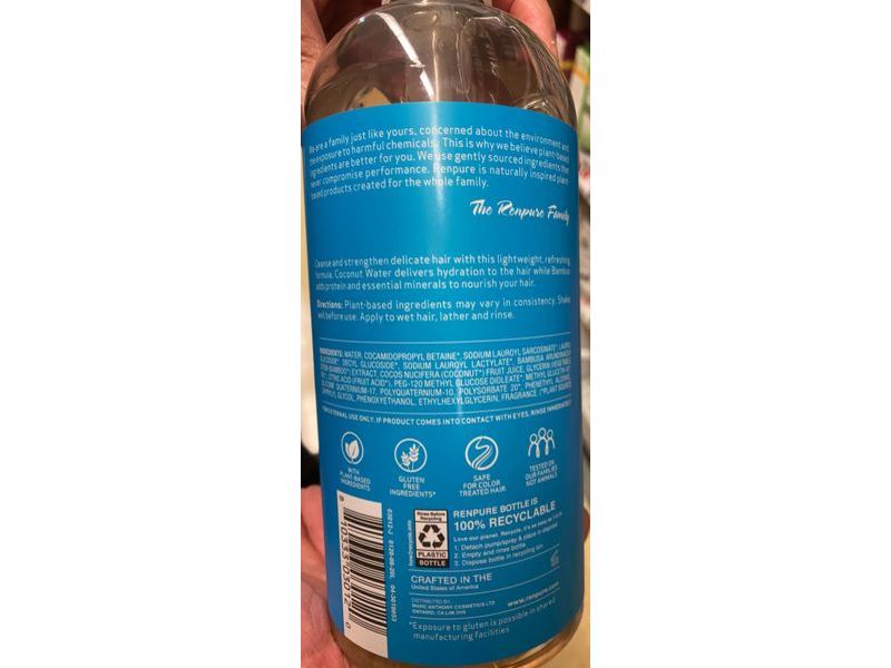 Renpure Bamboo Volume & Body Shampoo, Coconut Water, 24 fl oz/710 mL