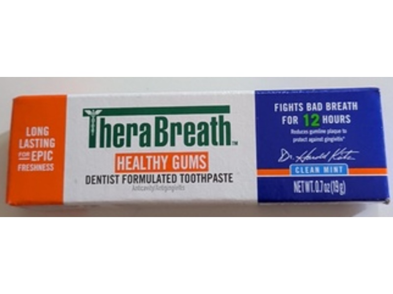 Therabreath Healthy Gums Toothpaste, Clean Mint, 0.7 oz/19 g