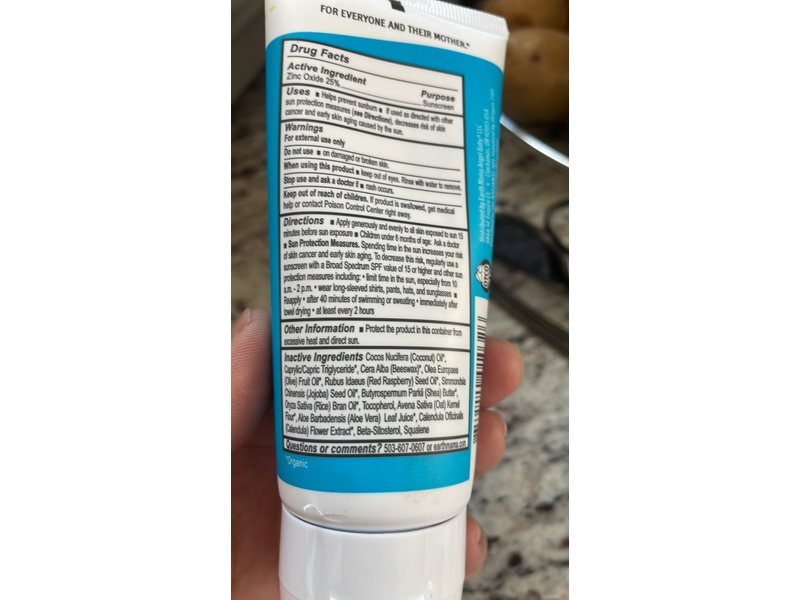 Earth Mama Organics Uber-Sensitive Mineral Sunscreen Lotion, SPF 40, 3 oz/84 g