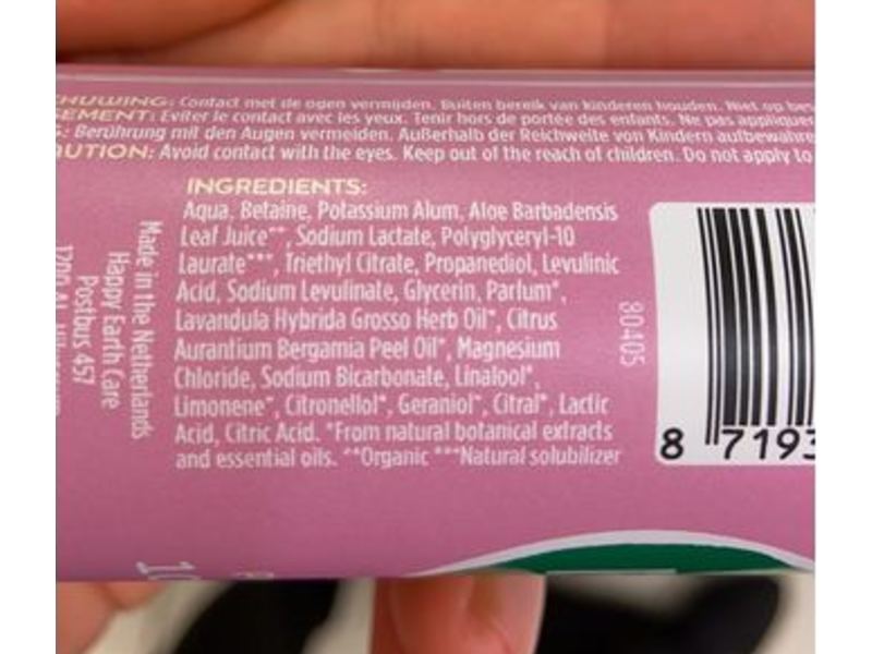 Happy Earth Pure Deodorant, Lavender Ylang, 100 ml