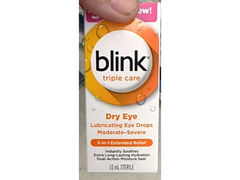 Blink Triple Care Lubricanting Eye Drops, 0.34 fl oz/10 mL