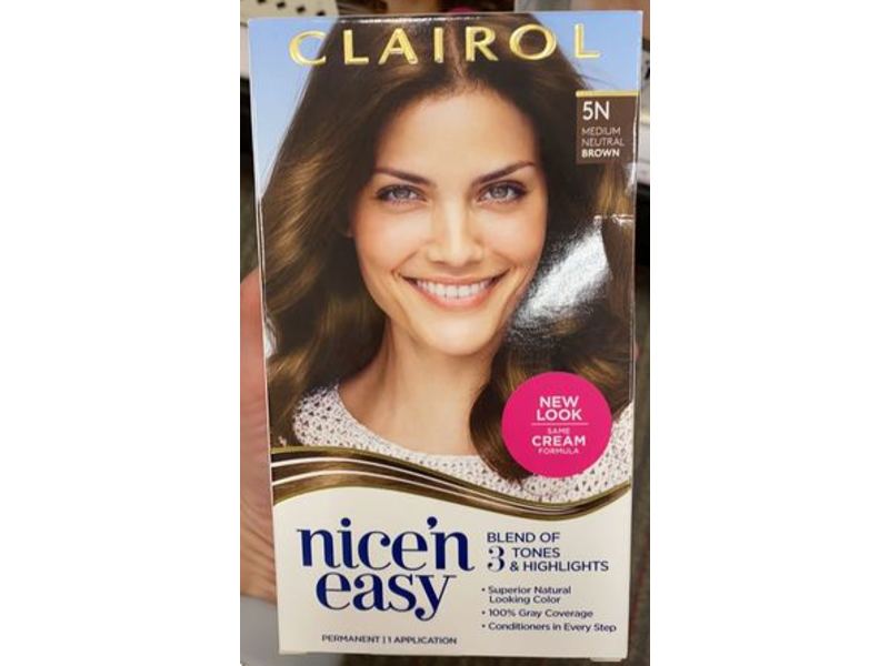 Clairol Nice 'N Easy Permanent Hair Color, 5N Medium Neutral Brown, Pack Of 3