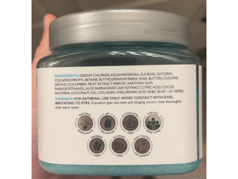 Spascriptions Hyaluronic Acid Exfoliating Body Scrub, Sea Salt & Cucumber, 21 oz/600g