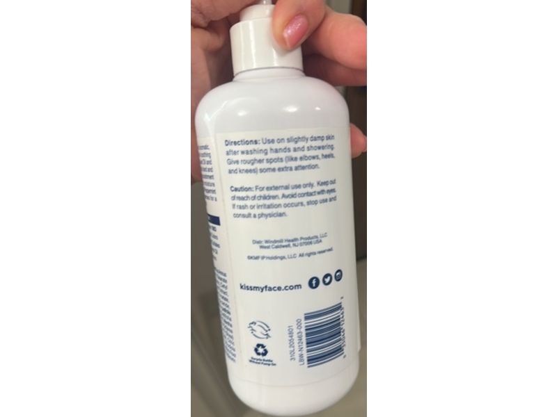 Kiss My Face De-Stress Hand & Body Lotion, Peppermint + Clary Sage, 16 fl oz/473 mL