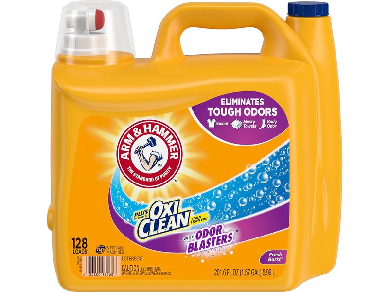 Arm & Hammer OxiClean with Odor Blasters Liquid Laundry Detergent, Fresh Burst, 128 Loads, 201.6 fl oz/5.96 L