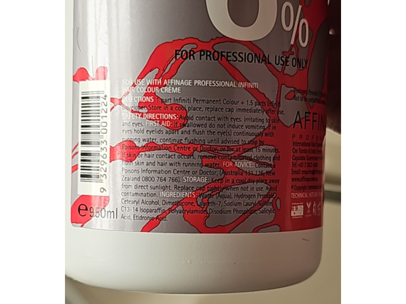 Affinage Infiniti Creme Developer, 20 Volume 6%, 950 mL