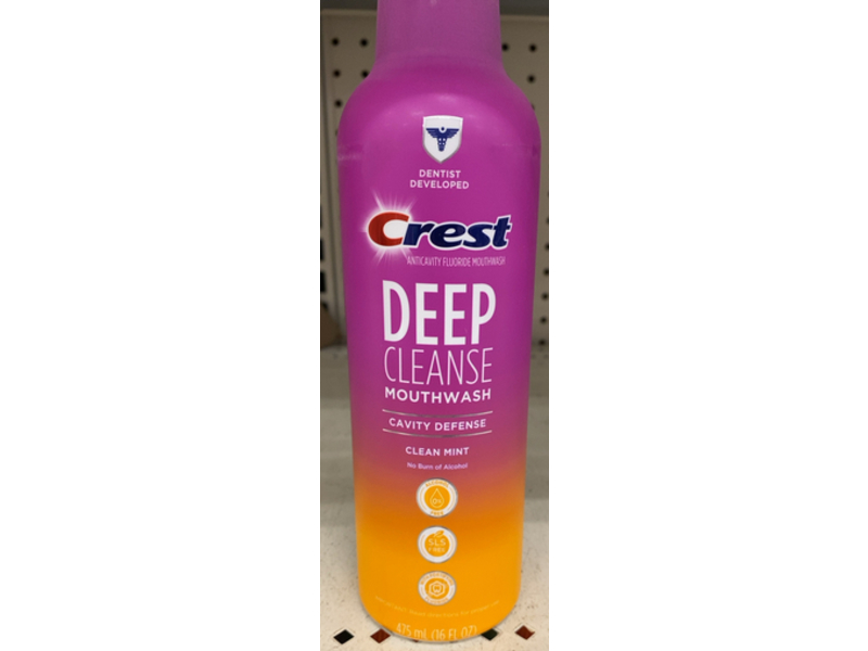 Crest Deep Cleanse Cavity Defense Mouthwash, Clean Mint, 16 fl oz/475 mL