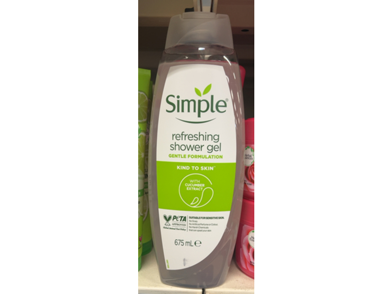 Simple Refreshing Shower Gel, Cucumber Extract, 675 mL