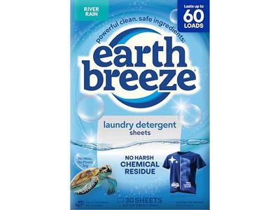 Earth Breeze Laundry Detergent Eco Sheets, River Rain, 60 Loads, 30 Count