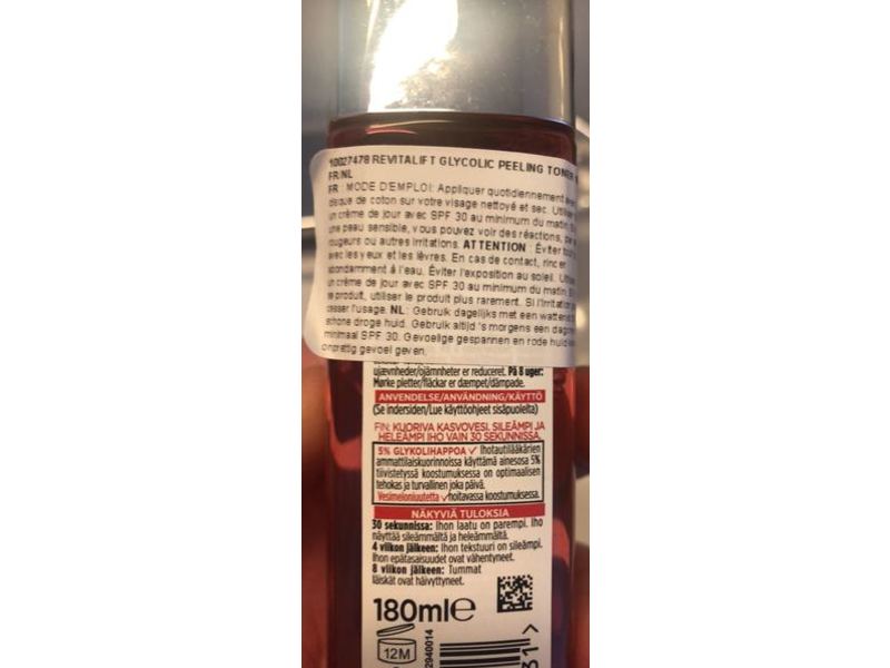 L'Oreal Paris Revitalift 5% Pure Glycolic Acid Peeling Toner, 5% Glycolic Acid + Watermelon Extract, 180 mL