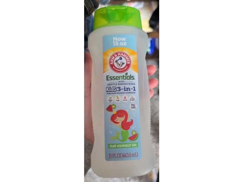 Arm & Hammer Essentials Kids 3-In-1 Body Wash+Shampoo+Conditioner, Under Watermelon Kiwi, 15 fl oz/443.6 mL