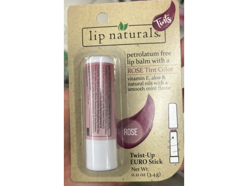 Lip Naturals Petrolatum Free Lip Balm, Rose, 0.11 fl oz/3.4 g