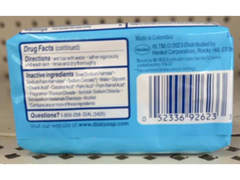 Dial Refresh & Renew Antibacterial Deodorant Bar Soap, Spring Water, 4 oz/113 g