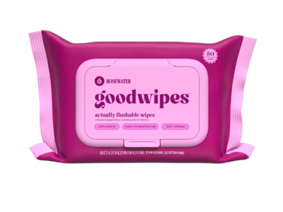 Good Wipes Atually Flushabe Wipes, Rosewater, 50 Count