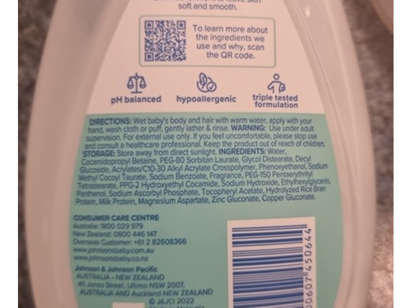 Johnson's Baby Bath, Milk+Rice, 500 mL