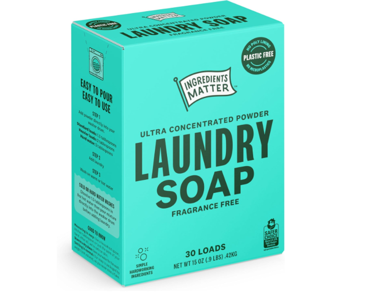 Ingredients Matter Powder Laundry Soap, Fragrance Free, 30 Loads, 15 oz/42 kg