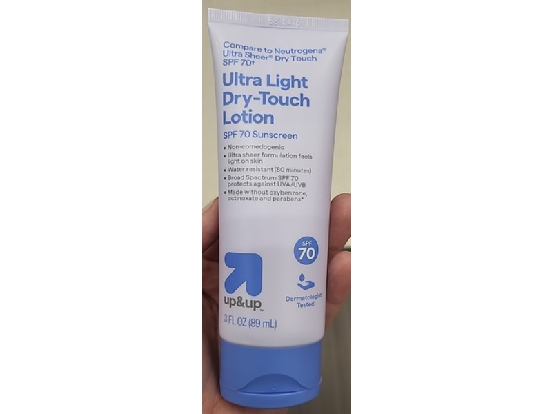 Up&up Ultra Sheer Dry Touch Sunscreen Lotion, SPF 70+, 3 fl oz/89 mL