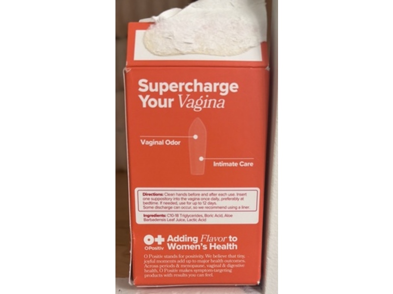 O Positiv URO Boric Acid Vaginal Suppository, Aloe, 12 Count