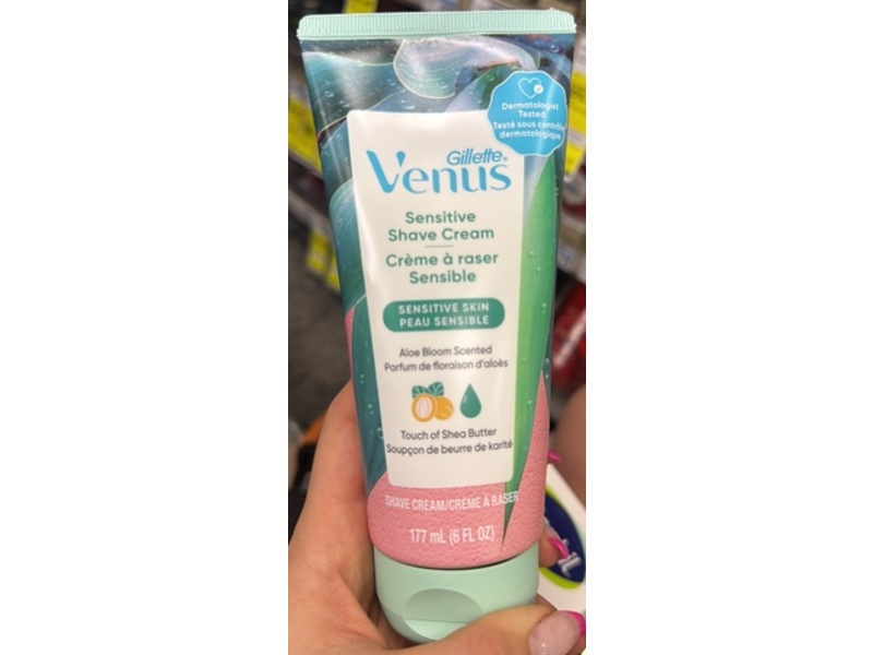 Gillette Venus Sensitive Shave Cream, Aloe Bloom Scented, Shea Butter, 6 fl oz/177 mL