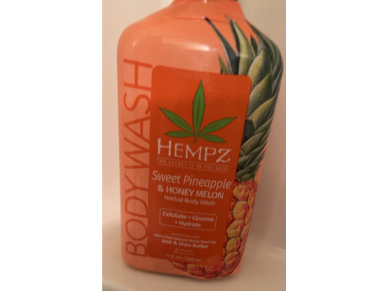 Hempz Herbal Body Wash, Sweet Pineapple & Honey Melon, 17 fl oz/500 mL