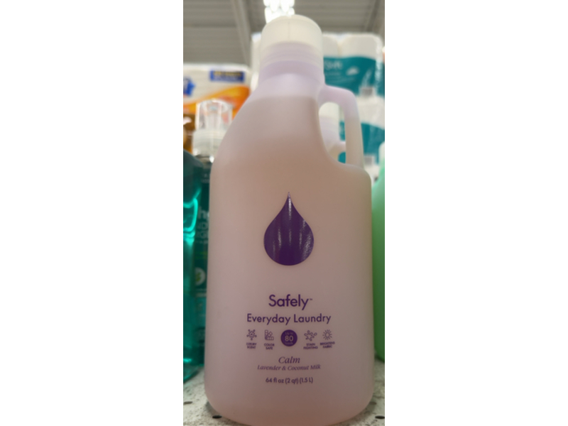 Safely Everyday Laundry Liquid Detergent, Calm Lavender & Coconut Milk, 80 Loads, 64 fl oz/1.5 L