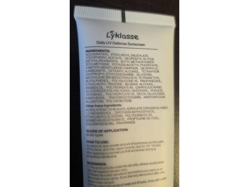 Lyklasse Daily UV Defense Sunscreen, SPF 50, 1.7 fl oz/50 mL