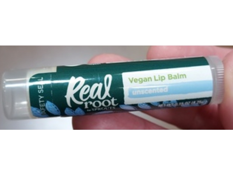 Real Root Vegan Lip Balm, Unscented, 0.15 oz/4.25 g