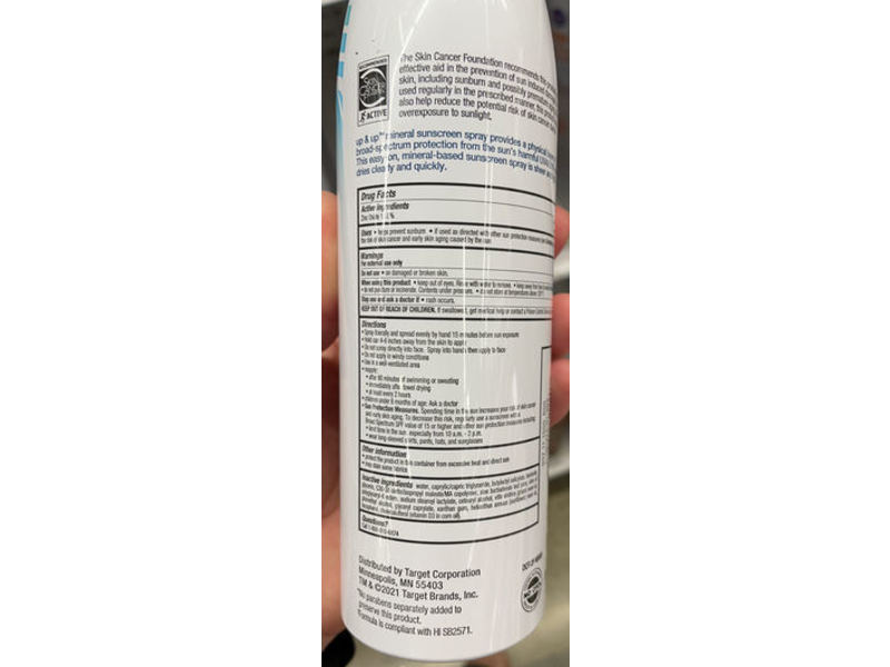 Up & Up Mineral Sunscreen Spray, SPF 30, 6.3 oz/179 g