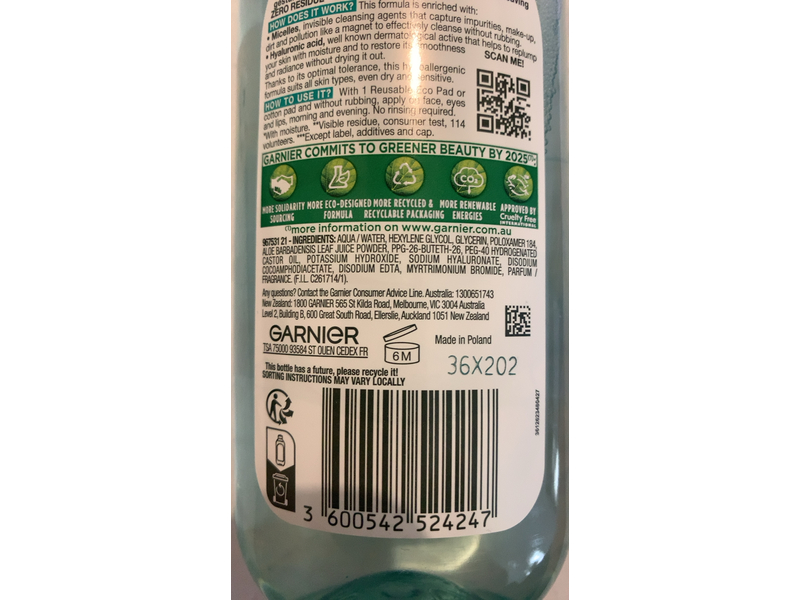 Garnier SkinActive Micellar Hyaluronic Aloe Water, 400 mL