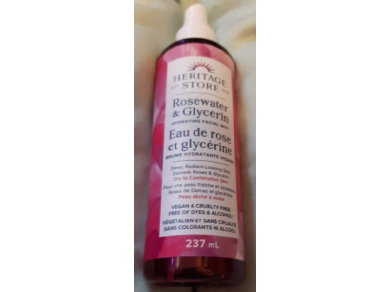 Heritage Store Hydrating Facial Mist, Rose Water & Glycerin, 237 mL