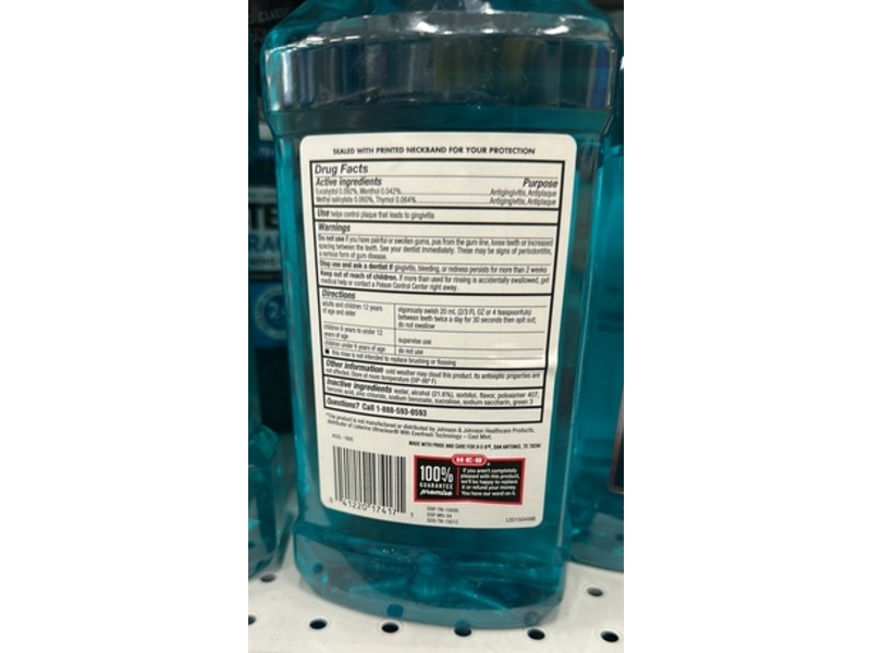 H.E.B Tartar Control Plus Antigingivitis Mouthwash, Blue Mint, 33.8 fl oz/1 L