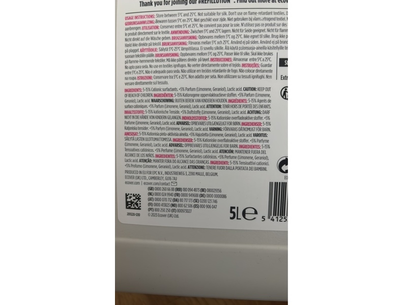 Ecover Fabric Softener, Apple Blossom & Almond, 166 Loads, 5L