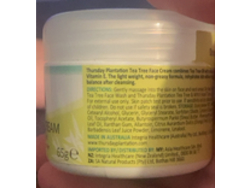 Thursday Plantation Face Cream, Tea Tree, 65 g