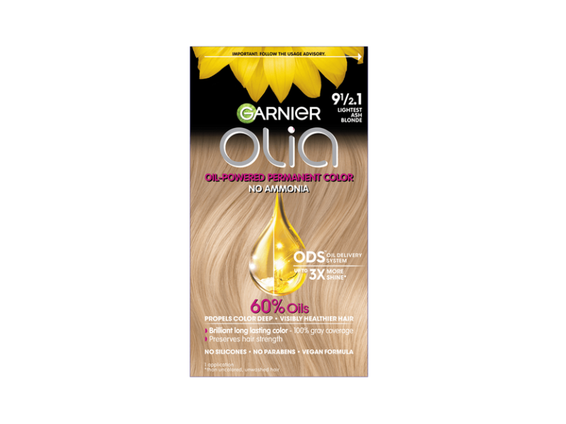 Garnier Olia Oil-Powered Permanent Color, 9 1/2.1 Lightest Ash Blonde, 1 Application