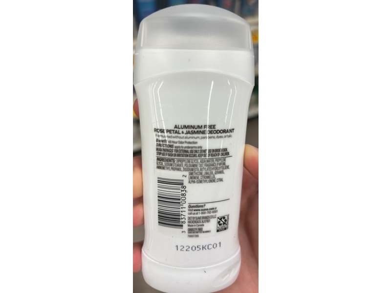 Suave Aluminum Free Deodorant, Rose Petal & Jasmine, 2.6 oz/74 g