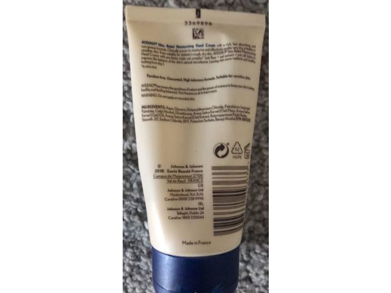 Aveeno Skin Relief Moisturizing Hand Cream, Prebiotic Triple Oat Complex + Shea Butter, 2.53 oz/75 mL