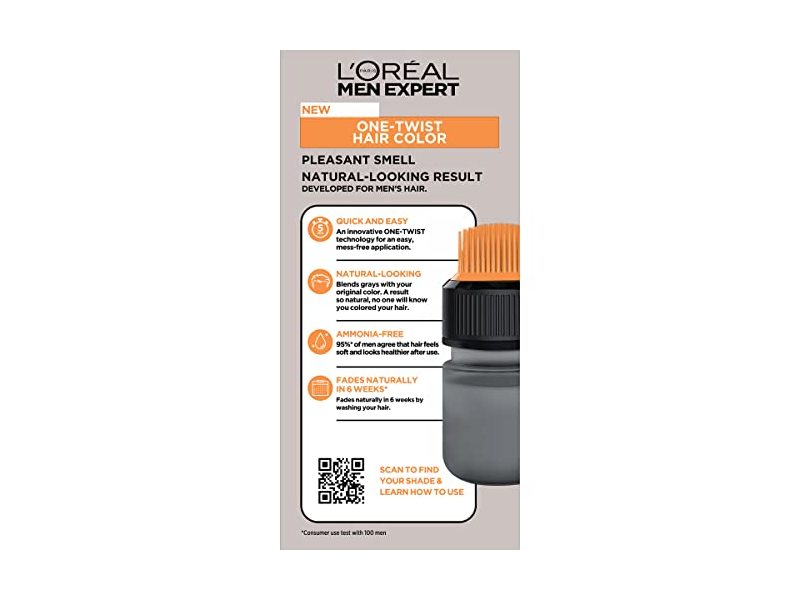 L’Oreal Paris Men Expert One Twist Hair Color, Real Black 02, 1 Application